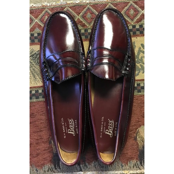 GH Bass Co Mens Leather Penny Loafers Shoes Size 10 D Made in USA - Picture 10 of 12